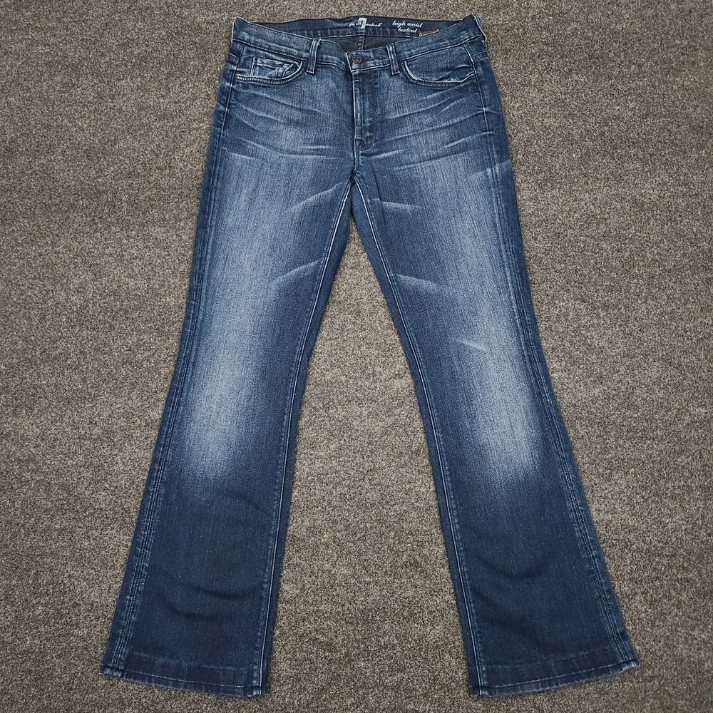 7 For All Mankind Womens 31 Blue High Waist Bootcut Denim Jeans Medium Wash